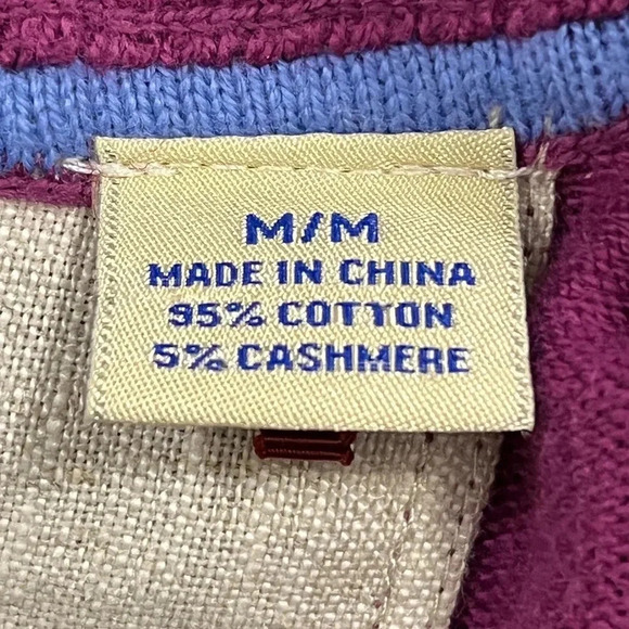 Tommy Bahama Men's Purple‎ 1/2 Zip Pullover Cashmere Cotton Sweater Size Medium - Picture 7 of 9